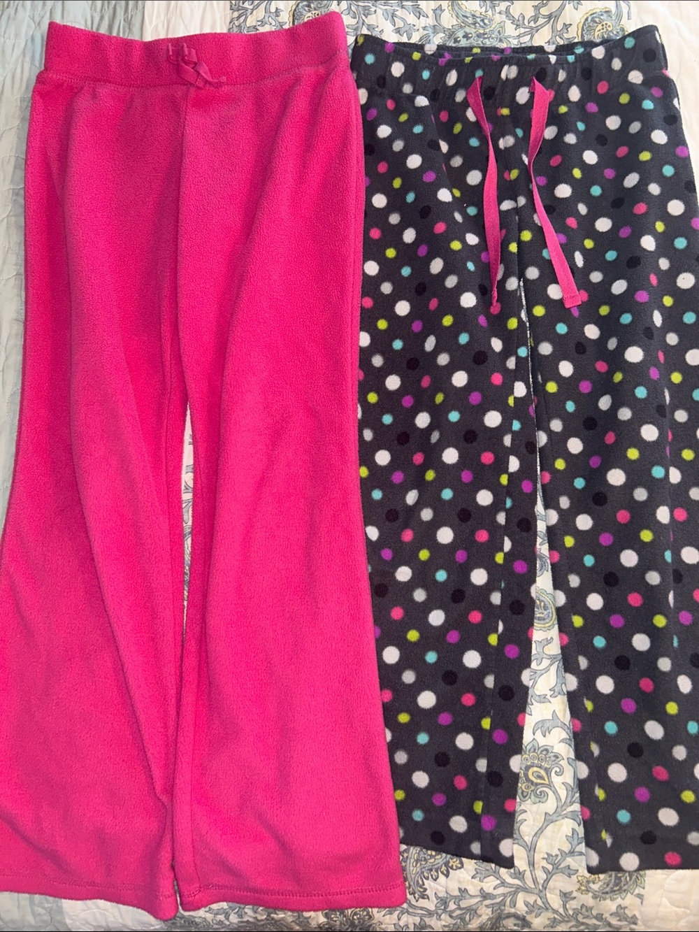 The Children's Place & Old Navy Girls Fleece Pajama Bottoms -Pink & Polka Dot